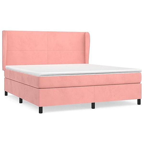vidaXL Boxspringbett, Boxbett mit Matratze Rosa 160x200 cm Samt günstig online kaufen