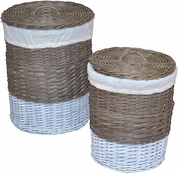 my home Wäschekorb »aus Rattan, Höhe ca. 51 cm + 60 cm« handgeflochten, mit günstig online kaufen