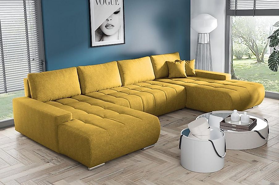 Compleo Ecksofa mit Schlaffunktion aus Velourstoff MONA, mit Bettkasten, U- günstig online kaufen