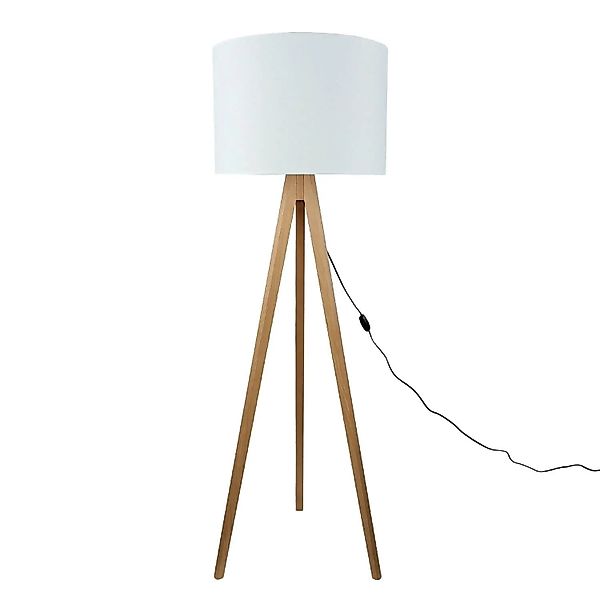 Licht-Erlebnisse Stehleuchte Dreibein 145 cm Stoff Holz E27 Skandinavisch günstig online kaufen