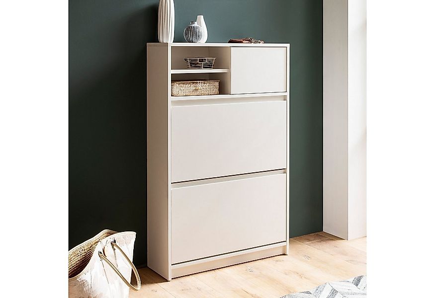 FINEBUY Schuhschrank FB102985 Schuhkipper Garderobe Weiß Modern Schuhkommod günstig online kaufen