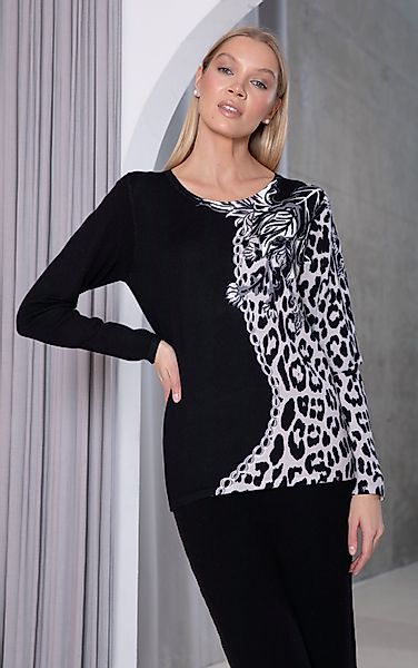 Passioni Strickpullover mit Leopardenmuster günstig online kaufen