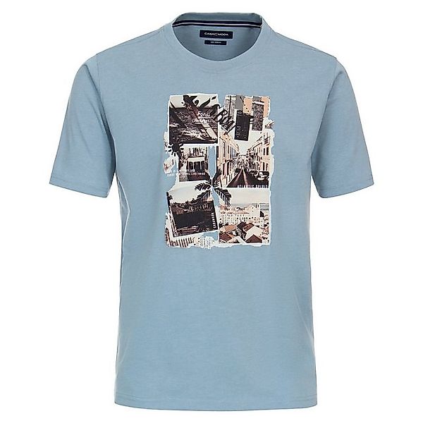 CASAMODA Rundhalsshirt Große Größen Herren T-Shirt eisblau Sommer-Frontprin günstig online kaufen