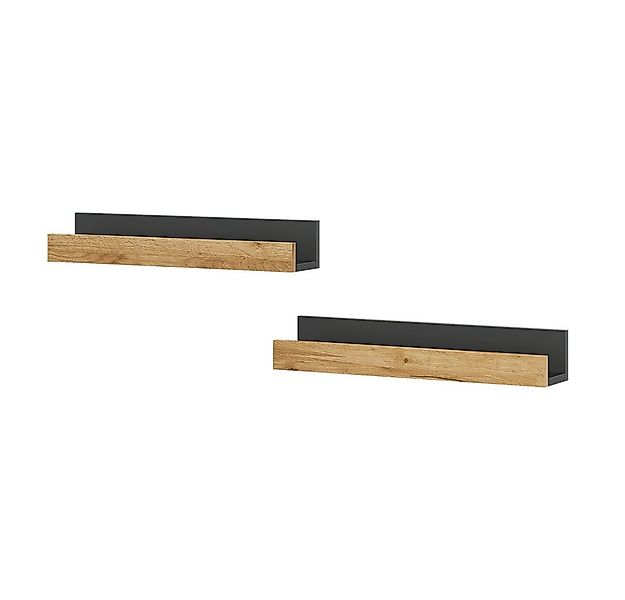 Vicco Bücherregal Tomy, Anthrazit/Goldkraft Eiche, 60 x 10 cm 2er Set günstig online kaufen