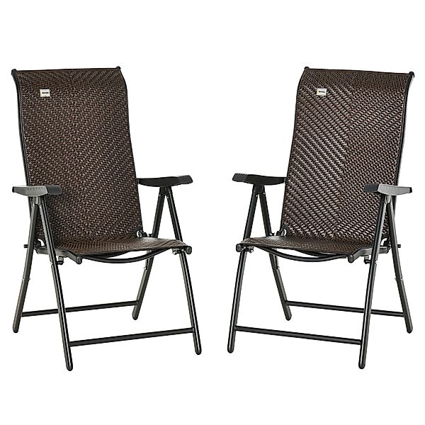 Outsunny Set Gartenstühle 2 Stück aus PE-Rattan und Stahl, Klappbare Garten günstig online kaufen