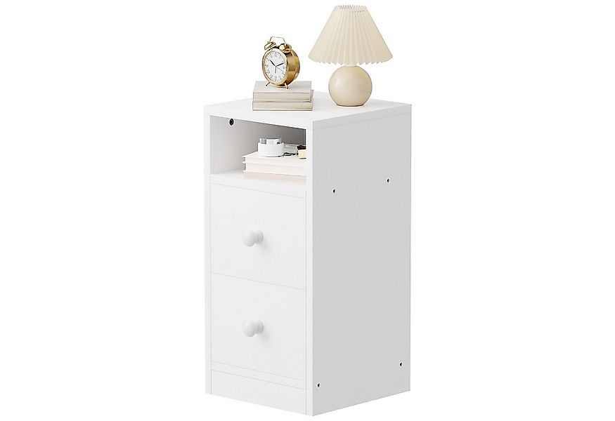 VINGLI Nachttisch weiß – 1er/2er Set, Beistelltisch, Kommode mit 2 Schublad günstig online kaufen
