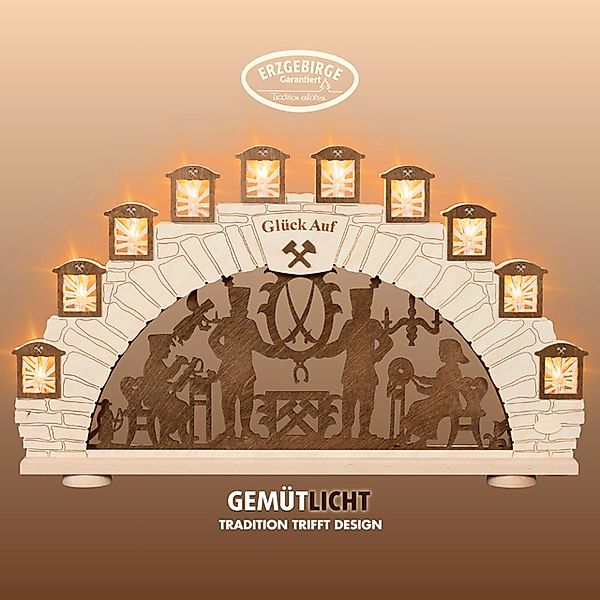 Weigla LED Schwibbogen »Erzgebirge, Bergmann, Holz Lichterbogen, NATUR-BRAU günstig online kaufen