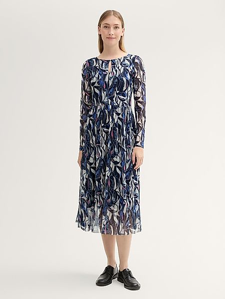 TOM TAILOR Sommerkleid Gemustertes Mesh-Midikleid günstig online kaufen