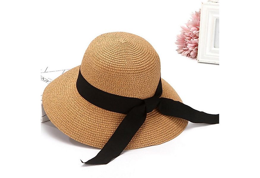 Coonoor Sonnenhut Strohhut für Sommer, Strandkappe mit Schleife günstig online kaufen