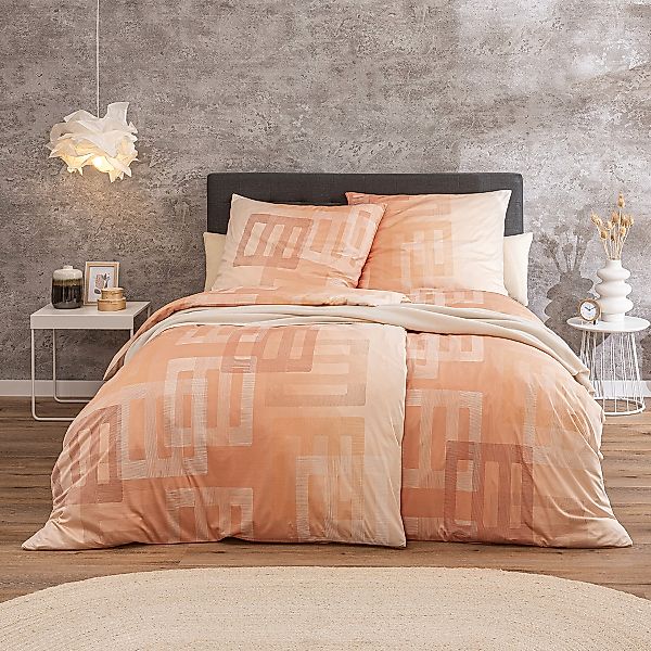 Estella Interlock Jersey Bettwäsche Fabian 6250-190 Pfirsich 135x200 günstig online kaufen