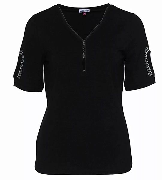 incasual Kurzarmshirt V-Shirt koerpernah mit abnehmbarer Zipper günstig online kaufen