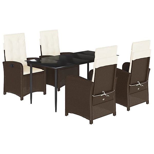 vidaXL 5-Tlg Garten-Essgruppe mit Kissen Braun Poly Rattan 3212334 günstig online kaufen