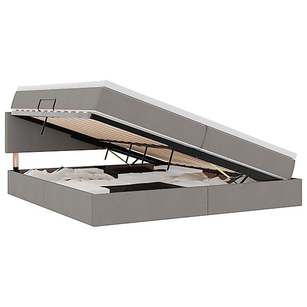 vidaXL Bett mit Stauraum und LED Taupe 200 x 200 cm Polyester 3371106 günstig online kaufen