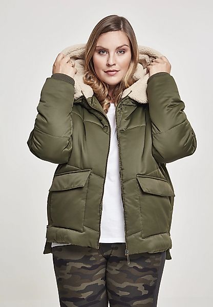 URBAN CLASSICS Winterjacke "Urban Classics Damen Ladies Sherpa Hooded Jacke günstig online kaufen