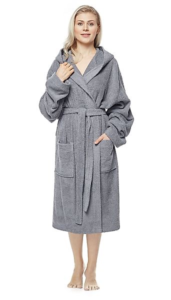Arus Damenbademantel Pandora, waden lang, mit Kapuze, 100% Baumwolle, für S günstig online kaufen