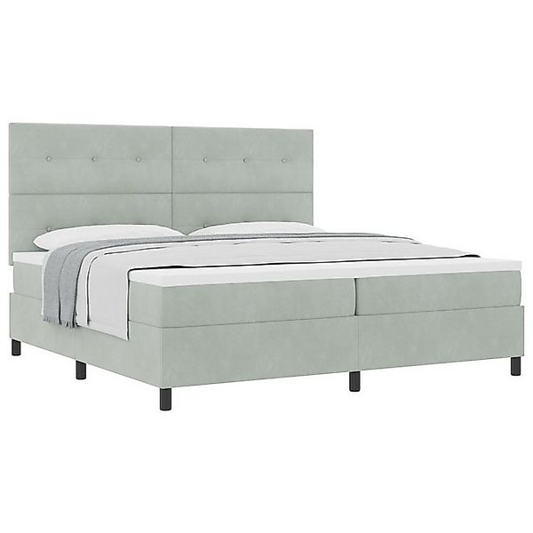 vidaXL Bett Boxspringbett mit Matratze Hellgrau 200x200 cm Samt (1-tlg) günstig online kaufen
