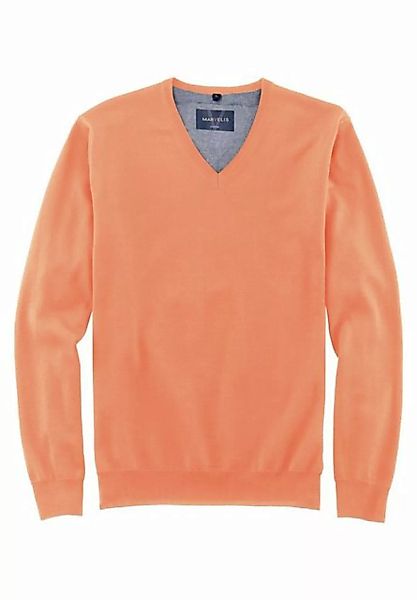 MARVELIS Rundhalspullover Pullover - Casual Fit - V-Ausschnitt - Einfarbig günstig online kaufen