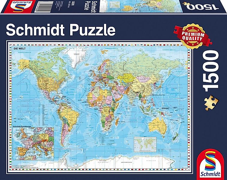 Schmidt Spiele Puzzle Die Welt, 1500 Teile, 1500 Puzzleteile, Made in Germa günstig online kaufen