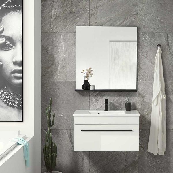 Waschplatz Set in Weiß Hochglanz Gäste WC (zweiteilig) günstig online kaufen