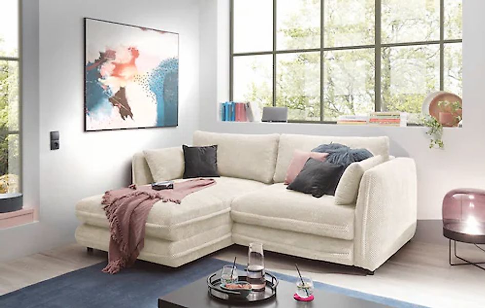 ED EXCITING DESIGN Ecksofa »Stanley L-Form«, mit Bettfunktion, Bettkasten & günstig online kaufen