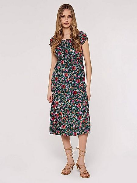 Apricot Druckkleid Milkmaid Ditsy Midi Dress, mit Smokdetails, mit Blumendr günstig online kaufen