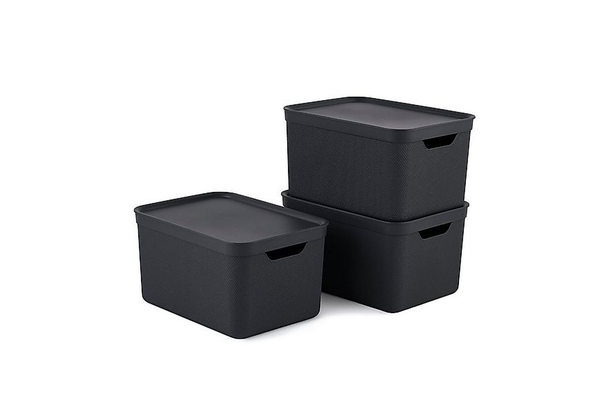 ROTHO Aufbewahrungsbox 3er- Set Aufbewahrungskorb 16l mit Deckel (Aufbewahr günstig online kaufen