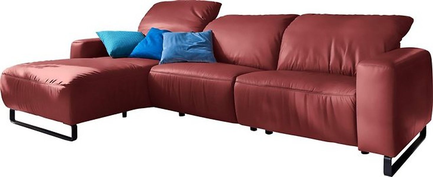 Home affaire Ecksofa Juist L-Form, mit Kopfteilverstellung und schwarzen Me günstig online kaufen