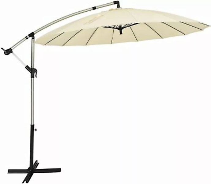 COSTWAY® Sonnenschirm Ø300cm mit 16 Rippen Winkeleinstellbar beige günstig online kaufen