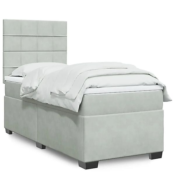vidaXL Boxspringbett mit Matratze Hellgrau 90x200 cm Samt 3293110 günstig online kaufen
