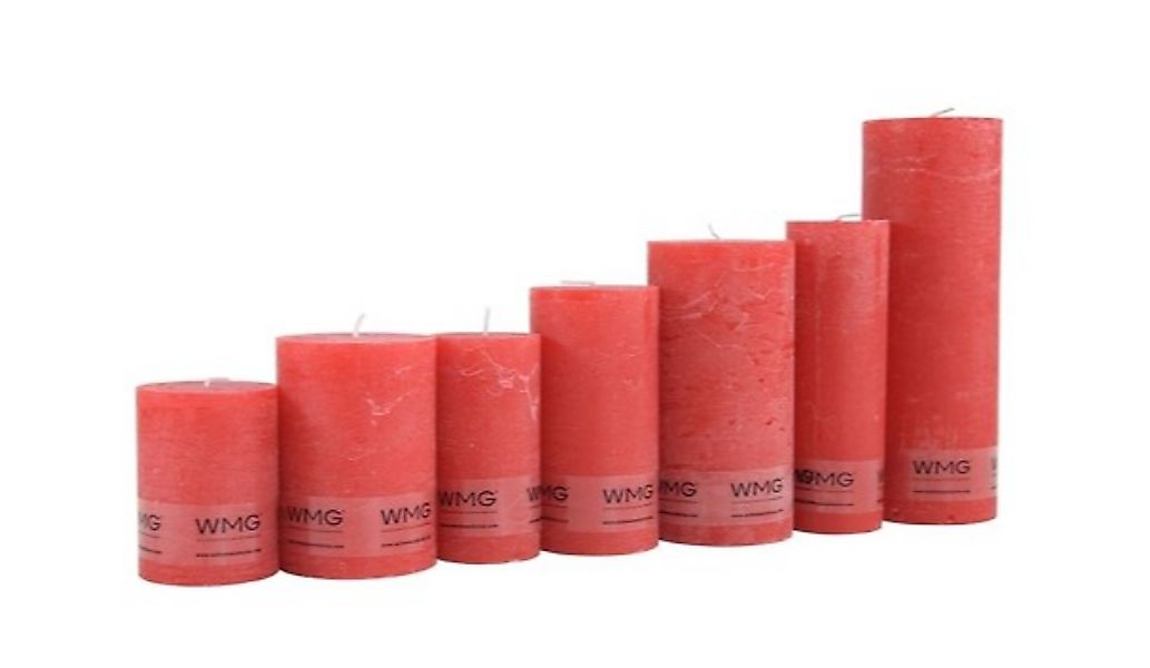 Stumpenkerze Rustikal Höhe 6 cm, Durchmesser 6 cm Rot günstig online kaufen