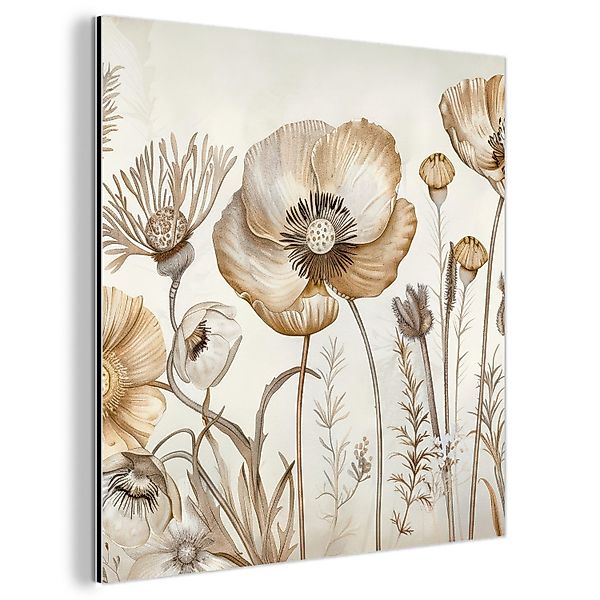 MuchoWow Metallbild Blumen - Beige - günstig online kaufen