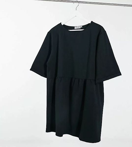 Street Collective Curve – Schwarzes Sweatshirt-Minikleid mit tiefer Taille günstig online kaufen