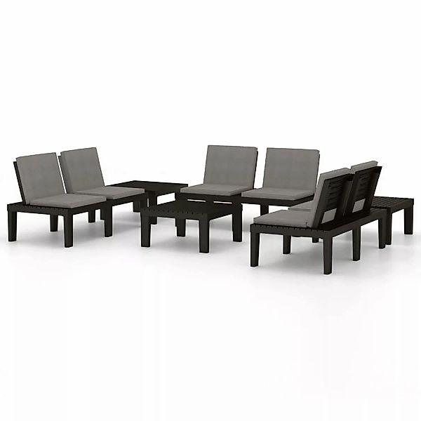6-tlg. Garten-lounge-set Mit Auflagen Kunststoff Grau günstig online kaufen