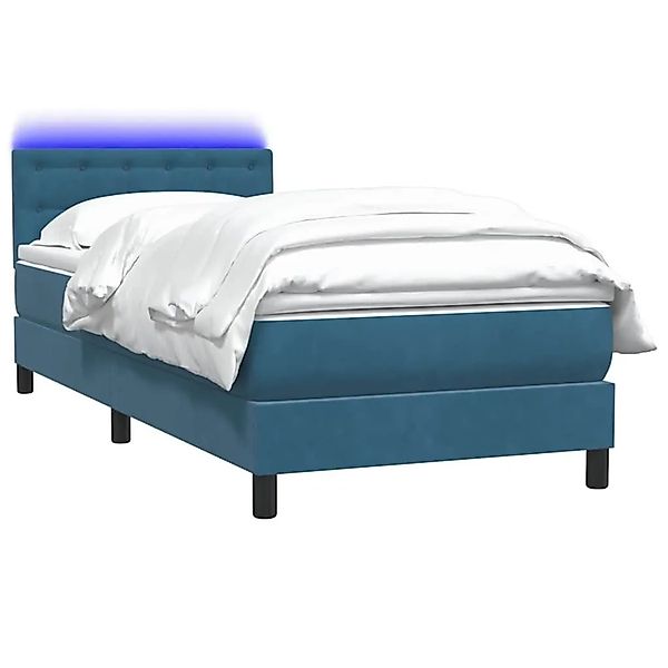 vidaXL Boxspringbett mit Matratze und LED Dunkelblau 80x210 cm Samt 3317245 günstig online kaufen