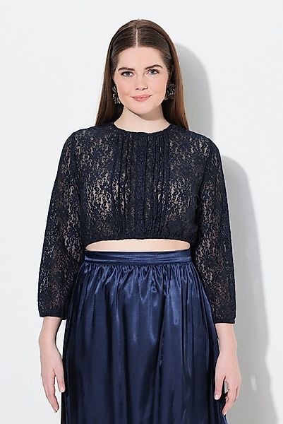Ulla Popken Longbluse Dirndlbluse elastische Spitze Rundhals 3/4-Arm günstig online kaufen