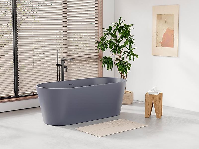 Freistehende Badewanne oval - 255 L - 159 x 74 x 56 cm - Blau matt - Acryl günstig online kaufen