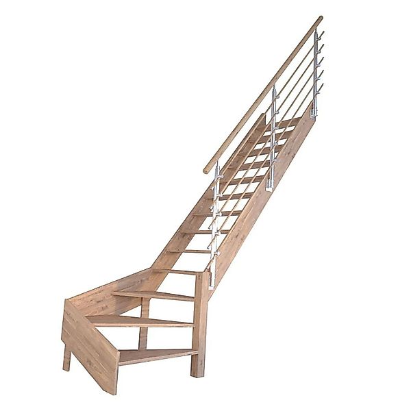StarWood Treppe Rhodos Eiche Gew. R Design-Geländer-Holzstäbe FSC® günstig online kaufen
