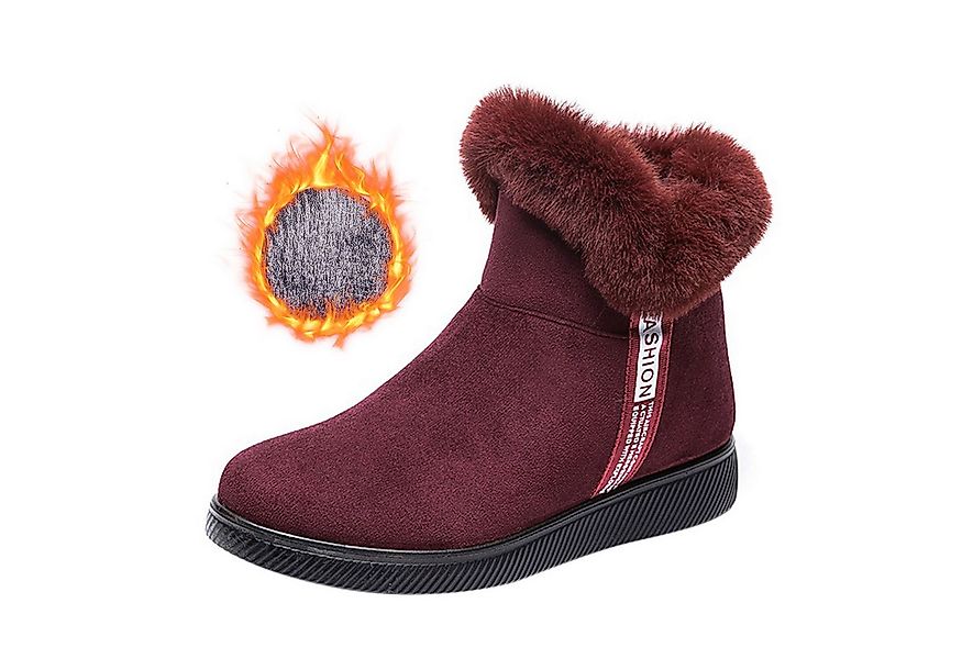 Refttenw Gefütterte Schlupfstiefel Wildleder Damen mit Kunstfell am Schaft günstig online kaufen