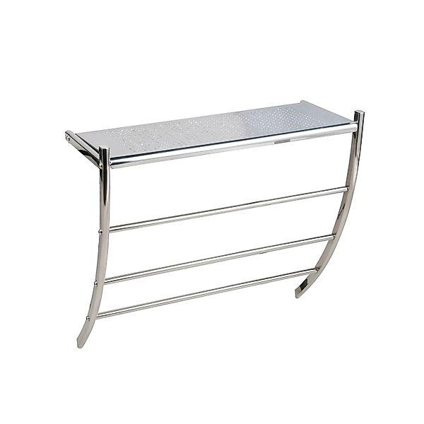 Bagnoxx Wandregal mit Handtuchstangen 53 x 46 x 21cm Edelstahl Silber günstig online kaufen