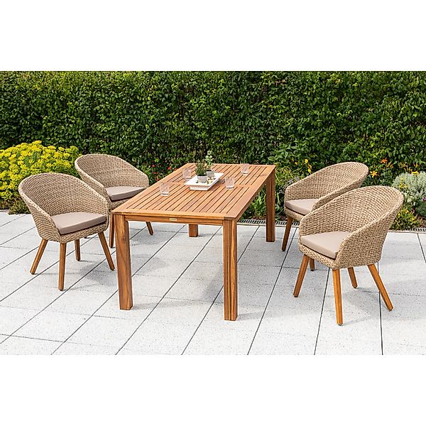Merxx Arrone Set 5-tlg. 4 Sessel Gartentisch 185 x 90 cm günstig online kaufen