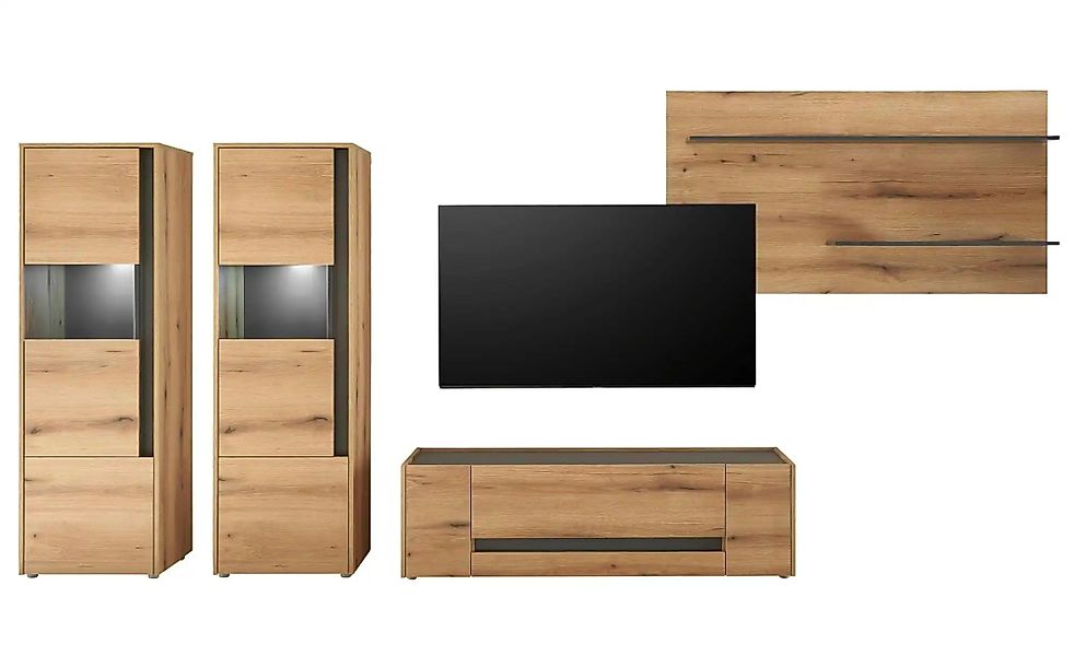 Wohnwand   ¦ holzfarben ¦ Maße (cm): B: 340 H: 170 Kommoden & Sideboards > günstig online kaufen