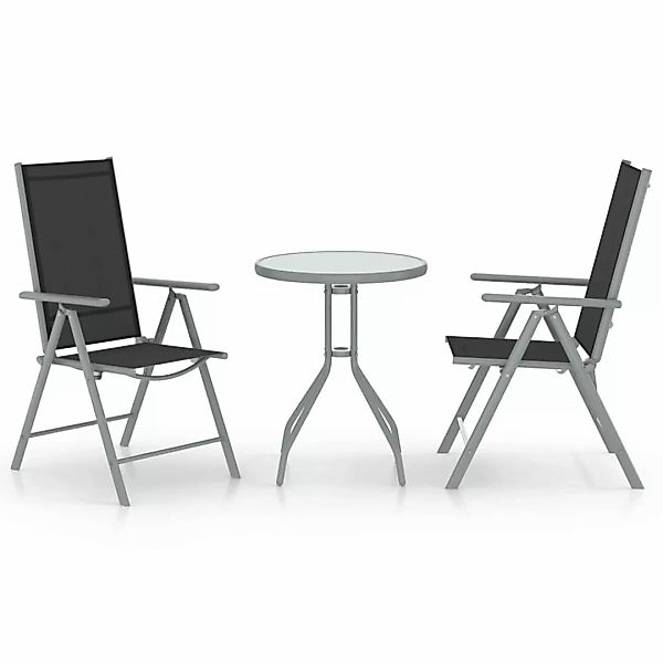 3-tlg. Bistro-set Aluminium Und Textilene Silbern günstig online kaufen