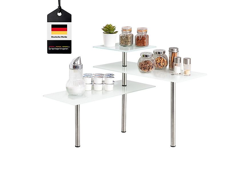 bremermann Küchenregal Eckregal, aus Glas und rostfreiem Edelstahl, weiß günstig online kaufen