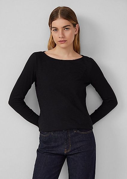 s.Oliver Langarmshirt T-Shirt Slim-Fit-Longsleeve aus Baumwollslub mit U-Bo günstig online kaufen