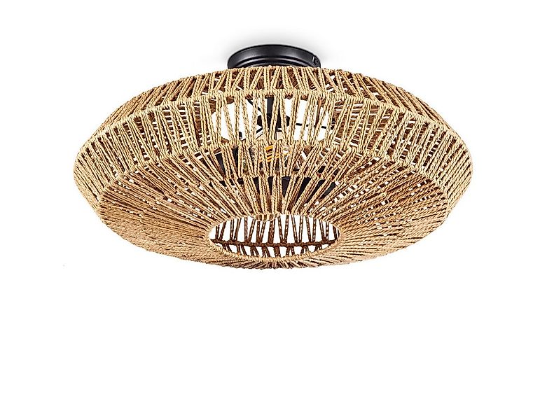 hofstein Deckenleuchte »Alvi« moderne Deckenlampe aus Metall/Rattan in Schw günstig online kaufen