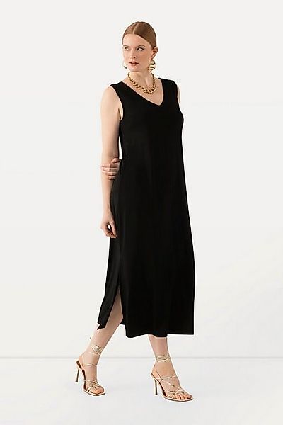 Ulla Popken Jerseykleid Slinky-Midikleid A-Linie V-Ausschnitt ärmellos günstig online kaufen