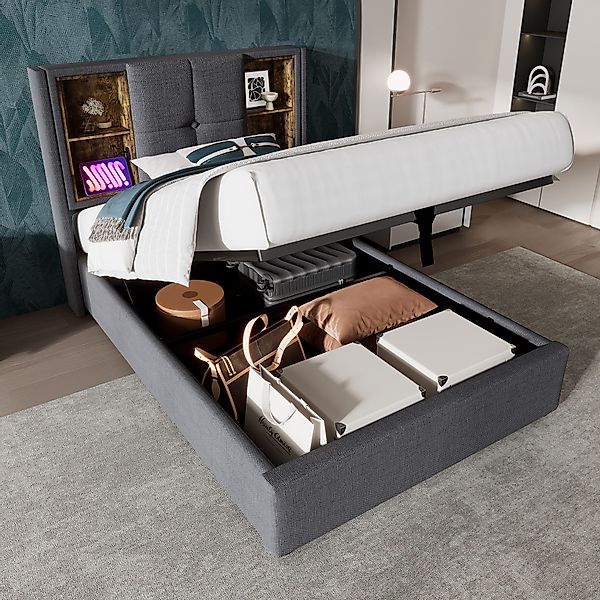 STILVORA Polsterbett 90x200 Bettgestell mit Stauraum,Jugendbett günstig online kaufen