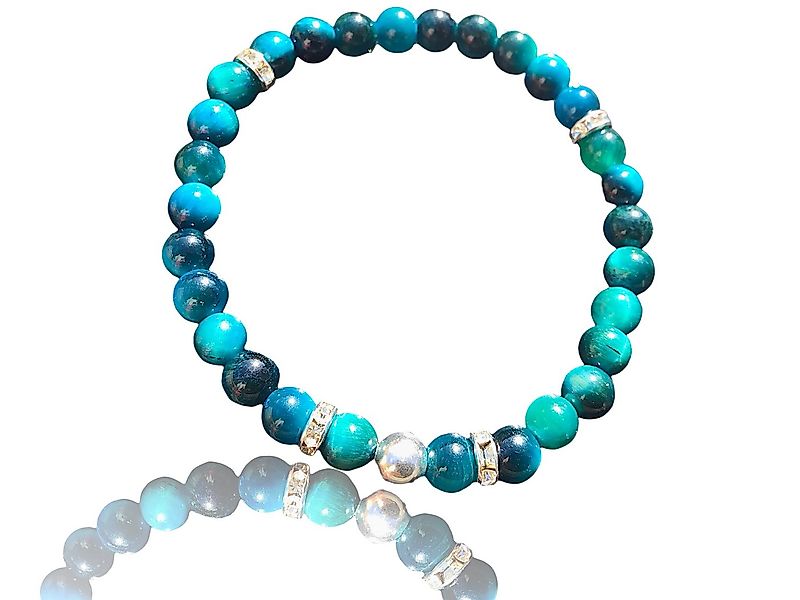 Steinfixx® Perlenarmband Blaues Tigerauge Perlenarmband handgemacht mit 925 günstig online kaufen