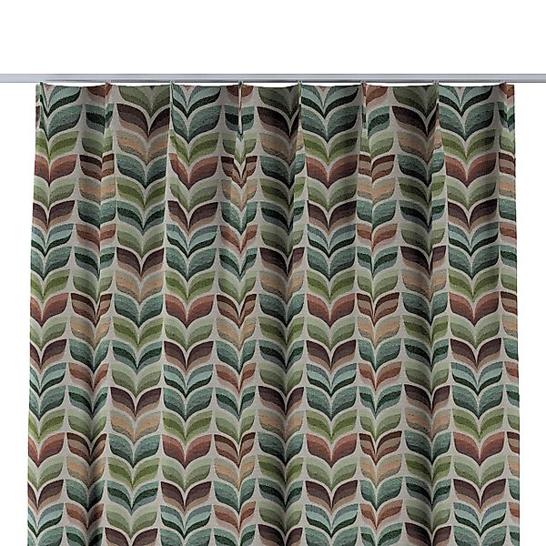 Vorhang mit flämischen 1-er Falten, grün- beige, Intenso Premium (144-17) günstig online kaufen