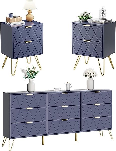 UEV Schlafzimmer-Set 3er-Set Schlafzimmermöbel, Möbelset im skandinavischen günstig online kaufen